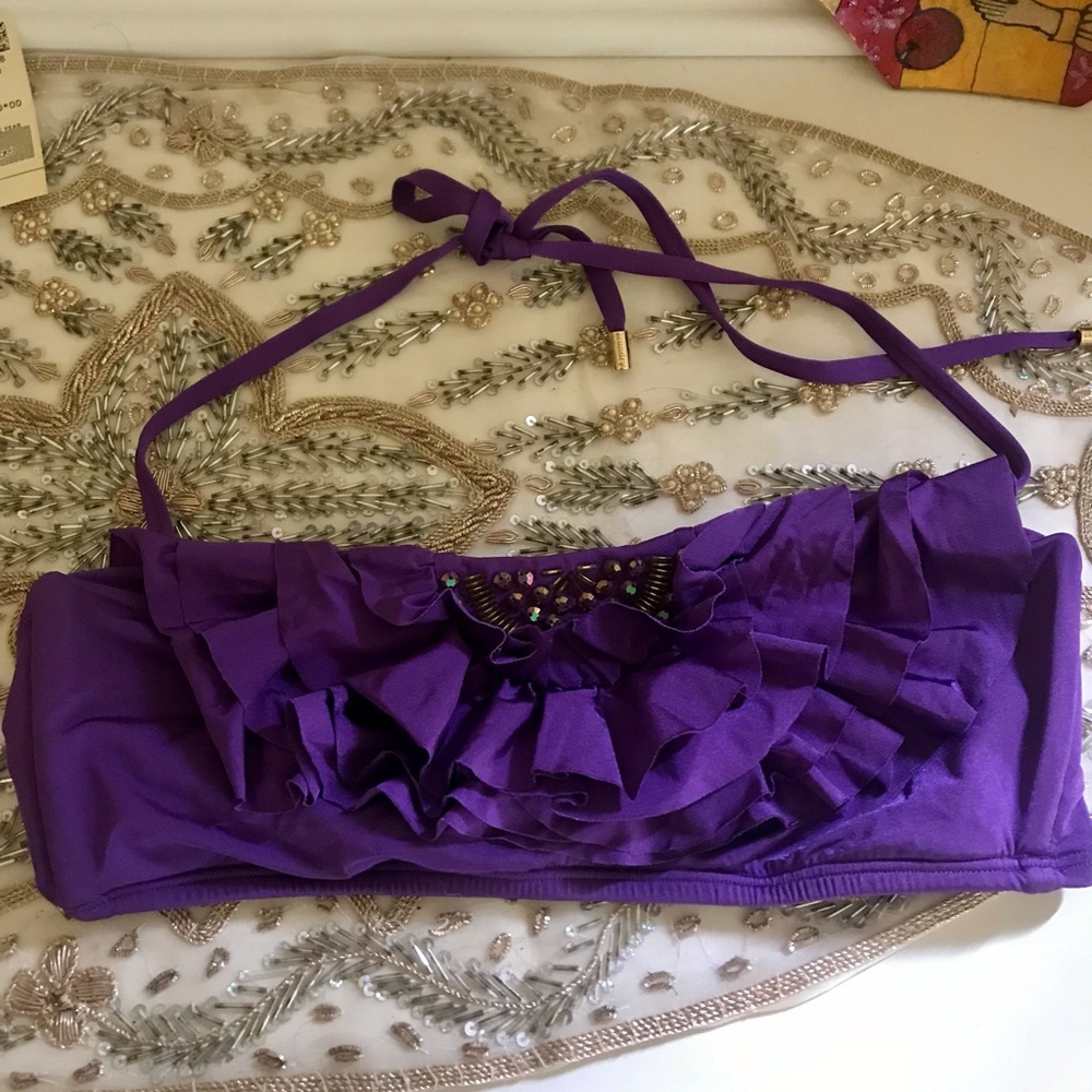 Purple bandeau bikini top